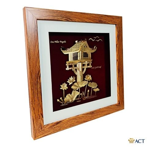 Tranh Chùa Một Cột dát vàng 24k