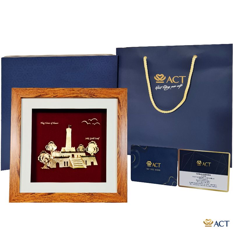 Tranh Cột Cờ Hà Nội dát vàng 24k (Mẫu 2)