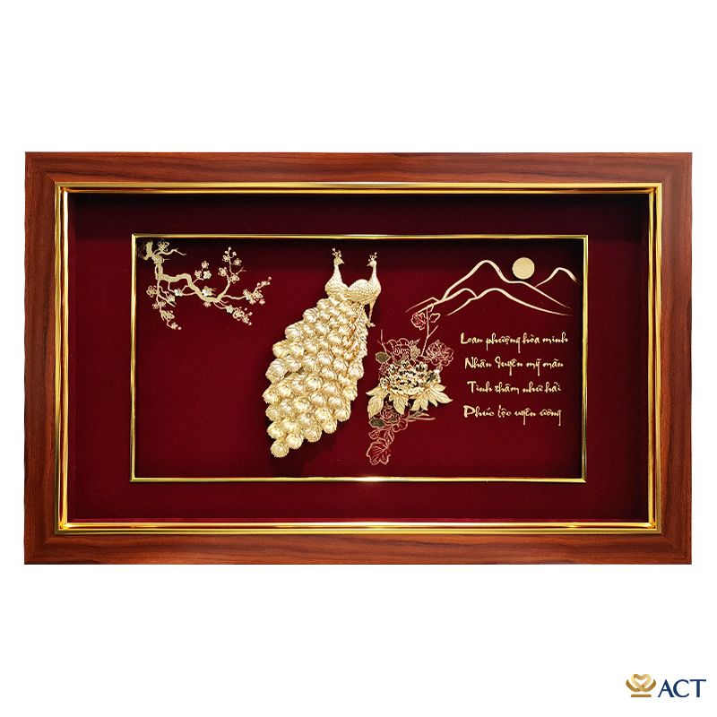 Tranh Đôi Chim Công dát vàng 24k (Mẫu 17)