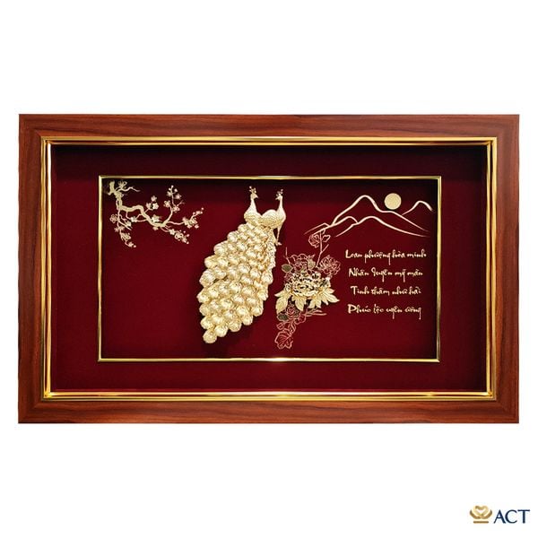 Tranh Đôi Chim Công dát vàng 24k (Mẫu 17)