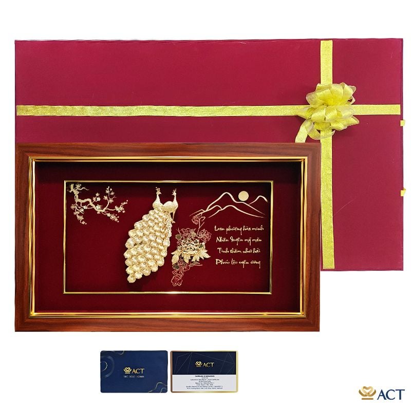 Tranh Đôi Chim Công dát vàng 24k (Mẫu 17)