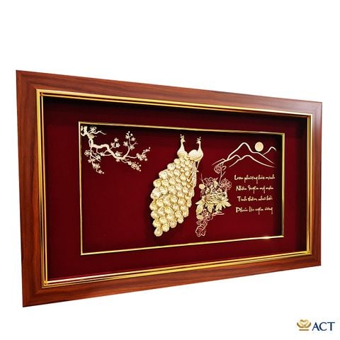Tranh Đôi Chim Công dát vàng 24k (Mẫu 17)