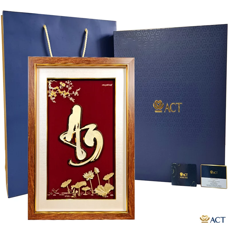 Tranh Chữ An dát vàng 24k (Mẫu 5)