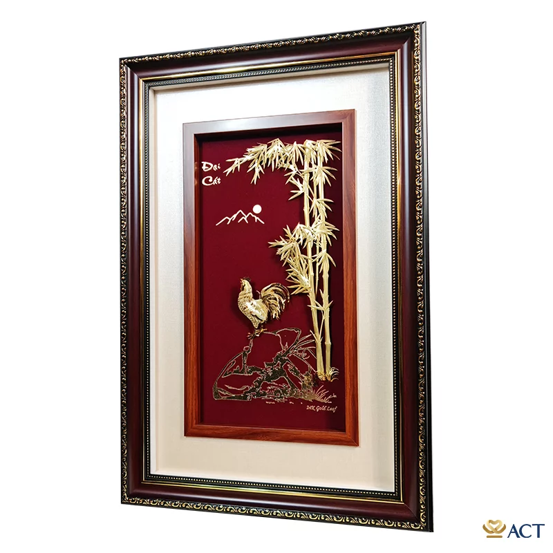 Tranh Gà Vàng Đại Cát dát vàng 24k ACT GOLD ISO 9001:2015