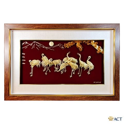 tranh Tùng Hạc Diên Niên dát vàng 24k