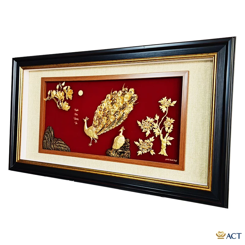 Tranh Đôi Chim Công dát vàng 24k (Mẫu 9)