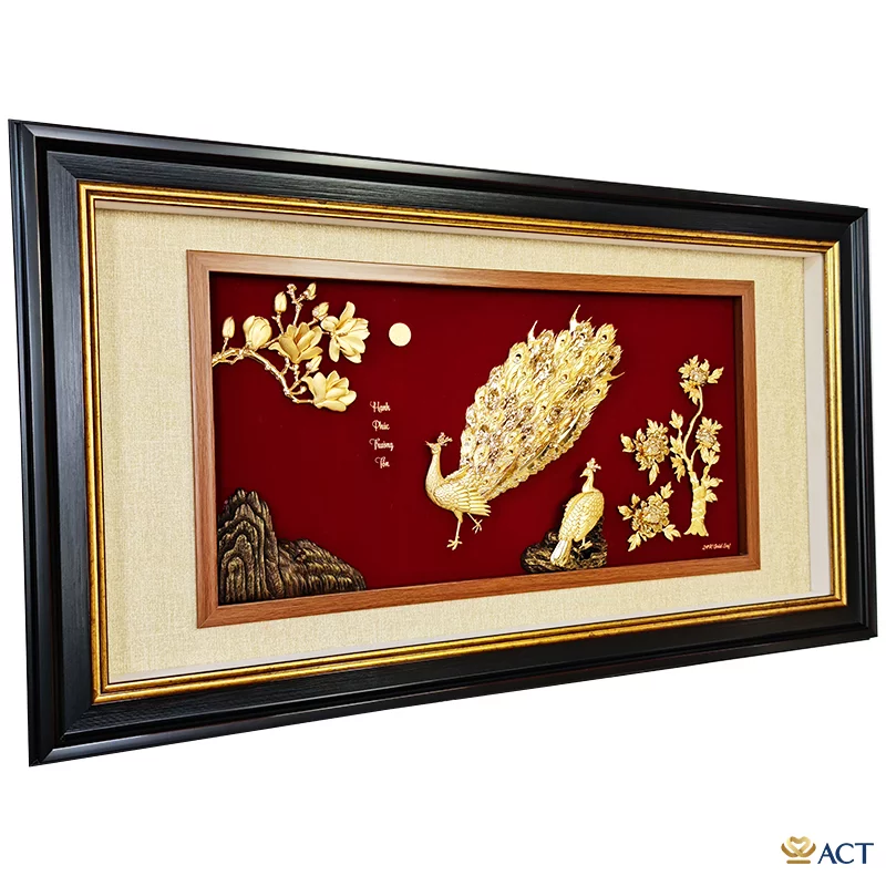 Tranh Đôi Chim Công dát vàng 24k (Mẫu 9)