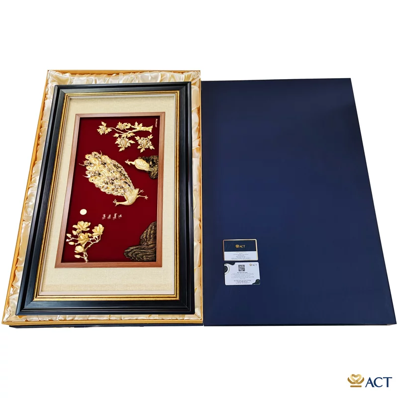 Tranh Đôi Chim Công dát vàng 24k (Mẫu 9)