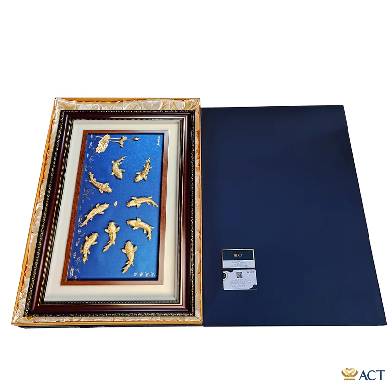 Tranh Cửu Ngư dát vàng 24k ACT GOLD ISO 9001:2015 (Mẫu 7)