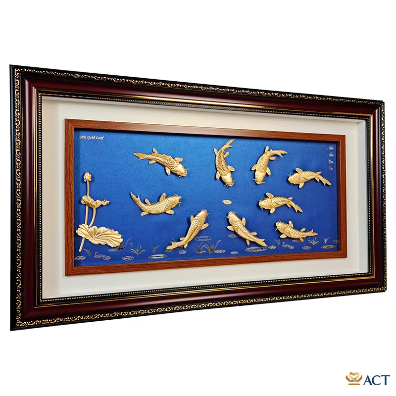 Tranh Cửu Ngư dát vàng 24k (Mẫu 7)
