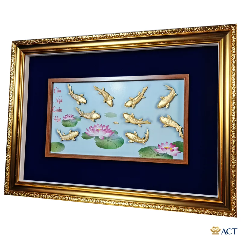 Tranh Cửu Ngư dát vàng 24k ACT GOLD ISO 9001:2015 (Mẫu 5)