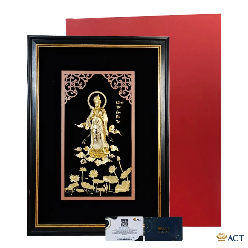 Tranh Quán Thế Âm Bồ Tát dát vàng 24k (Mẫu 3)
