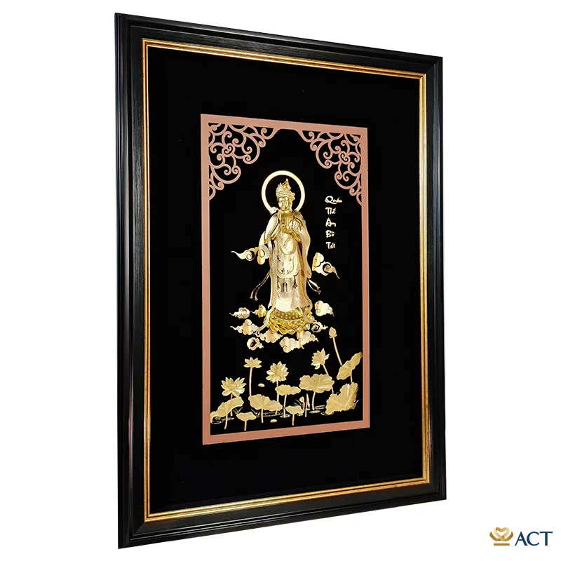 Tranh Quán Thế Âm Bồ Tát dát vàng 24k (Mẫu 3)