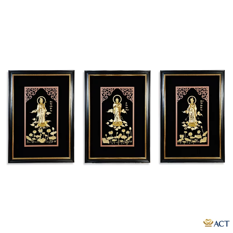 Tranh Quán Thế Âm Bồ Tát dát vàng 24k (Mẫu 3)