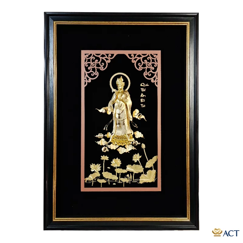 Tranh Quán Thế Âm Bồ Tát dát vàng 24k (Mẫu 3)