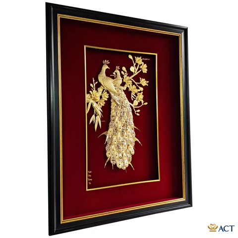 Tranh Đôi Chim Công dát vàng 24k (Mẫu 11)
