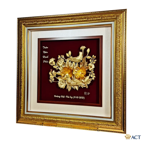 Tranh Đôi Chim Uyên Ương dát vàng 24k