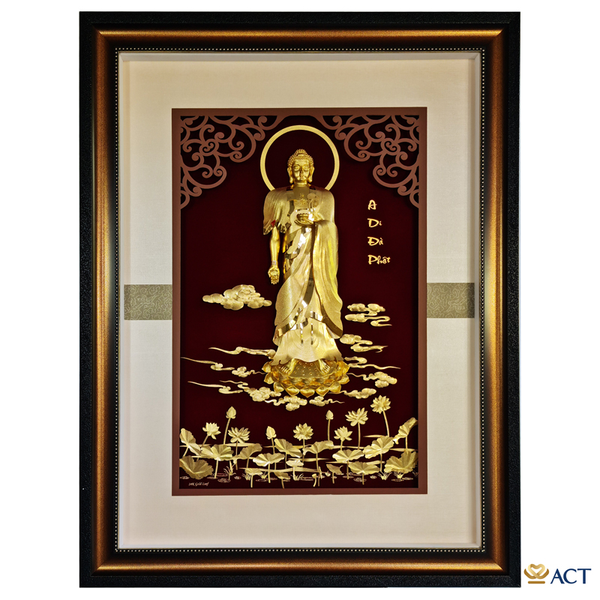 Tranh A Di Đà Phật dát vàng 24k