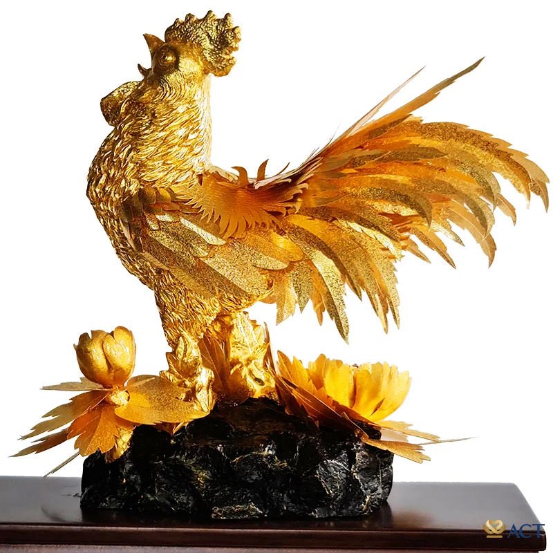 Tượng Gà Vàng Đại Cát dát vàng 24k (Mẫu 1)