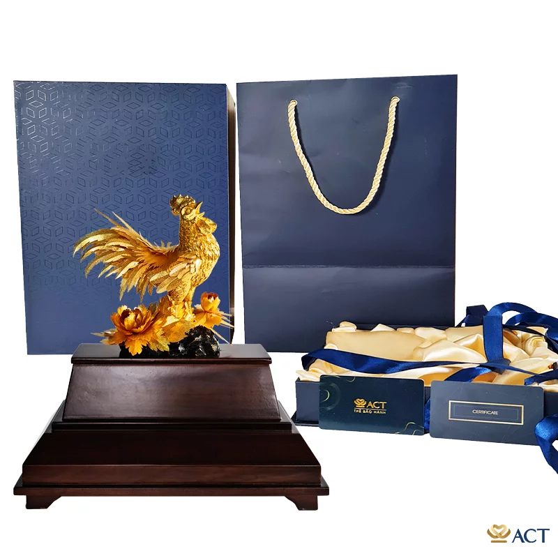 Tượng Gà Vàng Đại Cát dát vàng 24k (Mẫu 1)