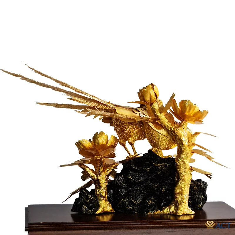 Tượng Chim Uyên Ương dát vàng 24k