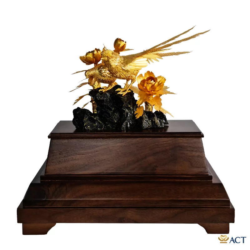Tượng Chim Uyên Ương dát vàng 24k
