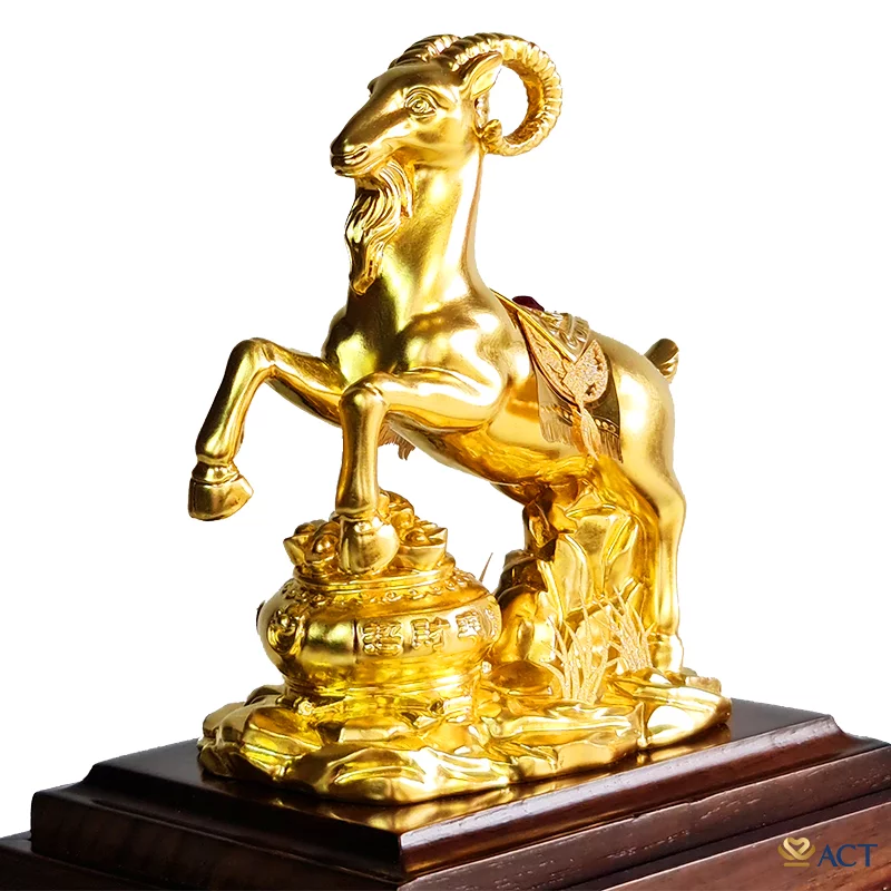 Tượng Dê Cát Tường dát vàng 24k (Mẫu 1)