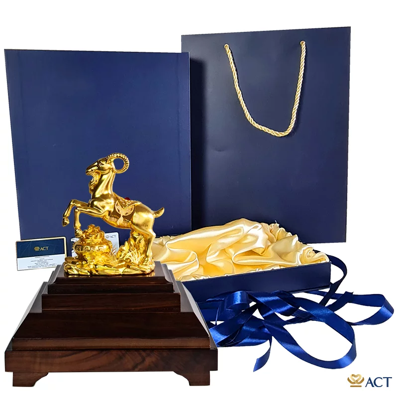 Tượng Dê Cát Tường dát vàng 24k (Mẫu 1)