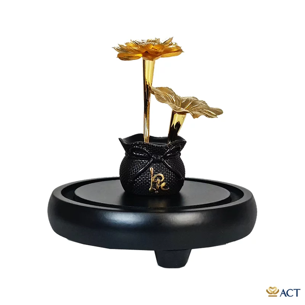 Chậu Sen 2 Cành dát vàng 24k