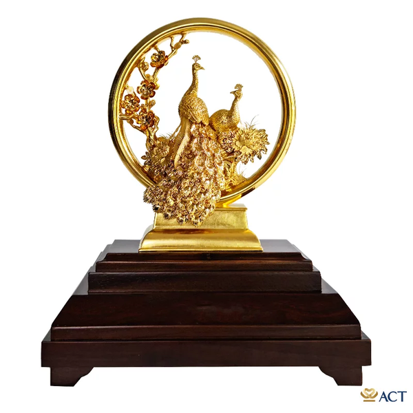 tượng đôi chim công dát vàng