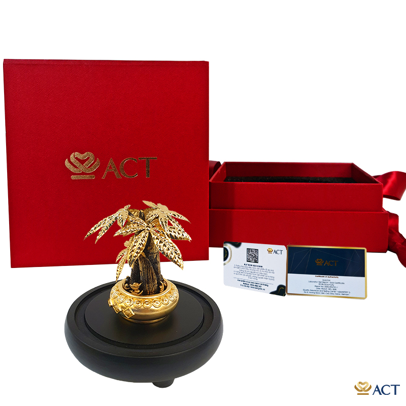 Quà tặng Chậu Cây Kim Ngân dát vàng 24k ACT GOLD ISO 9001:2015(Mẫu 3)