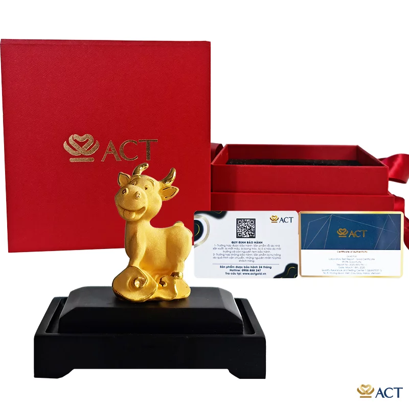 Quà tặng Trâu Cute dát vàng 24k ACT GOLD ISO 9001:2015