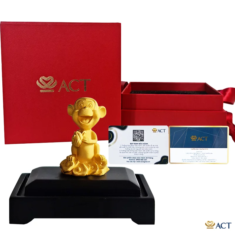 Quà tặng Khỉ Cute dát vàng 24k ACT GOLD ISO 9001:2015