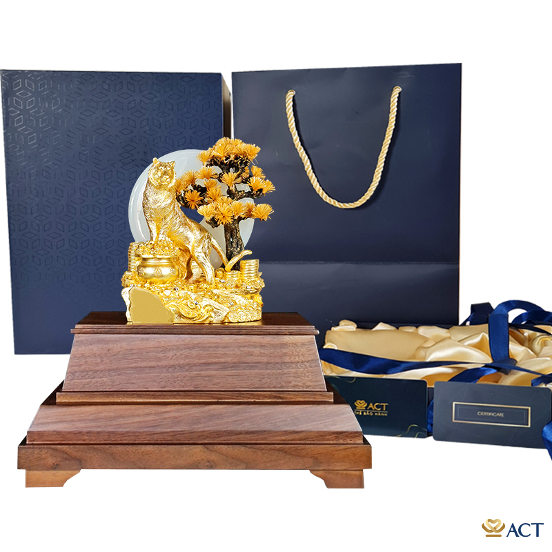Quà tặng Hổ Phú Quý dát vàng 24k ACT GOLD ISO 9001:2015(Mẫu 6)