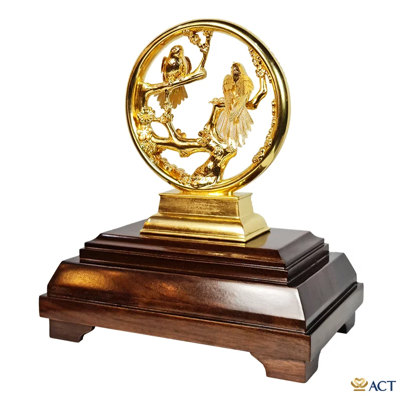 Tượng Đôi Chim Uyên Ương dát vàng 24k (Mẫu 3)