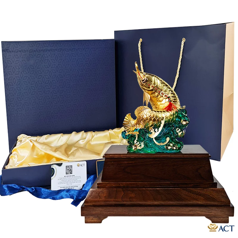 Tượng Cá Rồng dát vàng 24k (Mẫu 4)