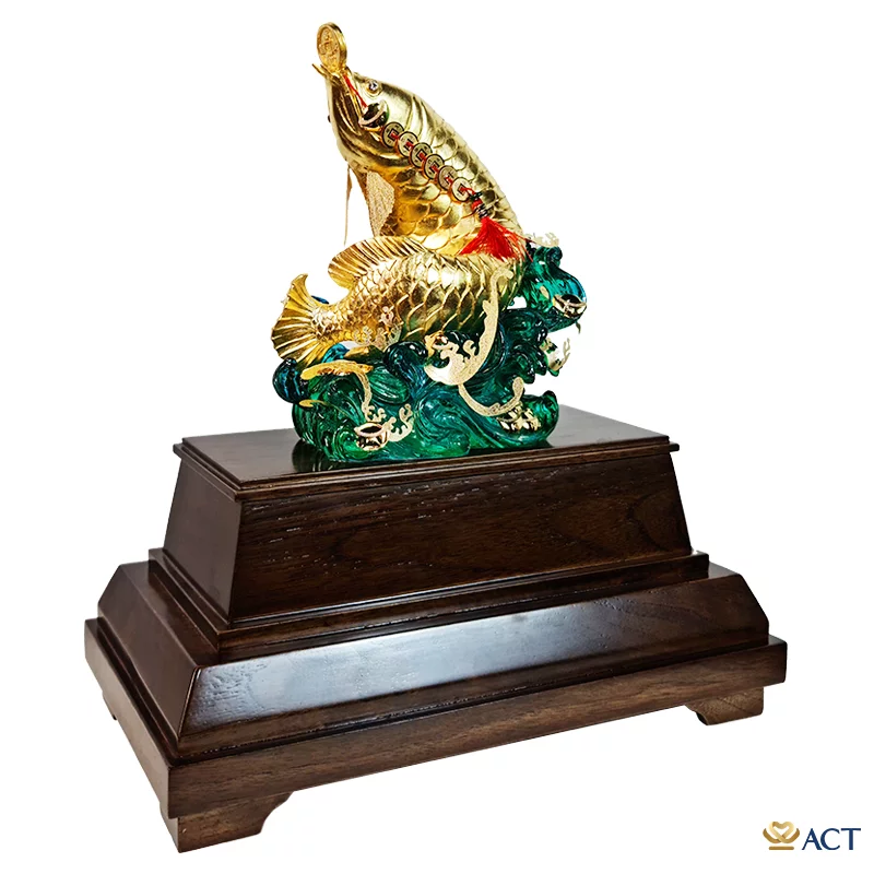 Tượng Cá Rồng dát vàng 24k (Mẫu 4)