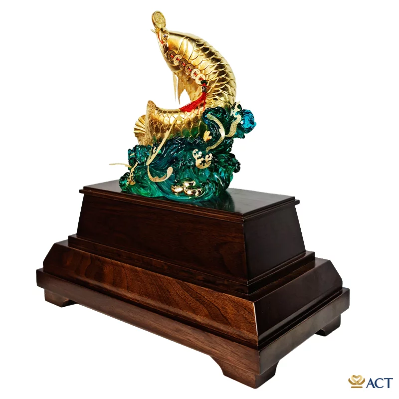 Tượng Cá Rồng dát vàng 24k (Mẫu 4)