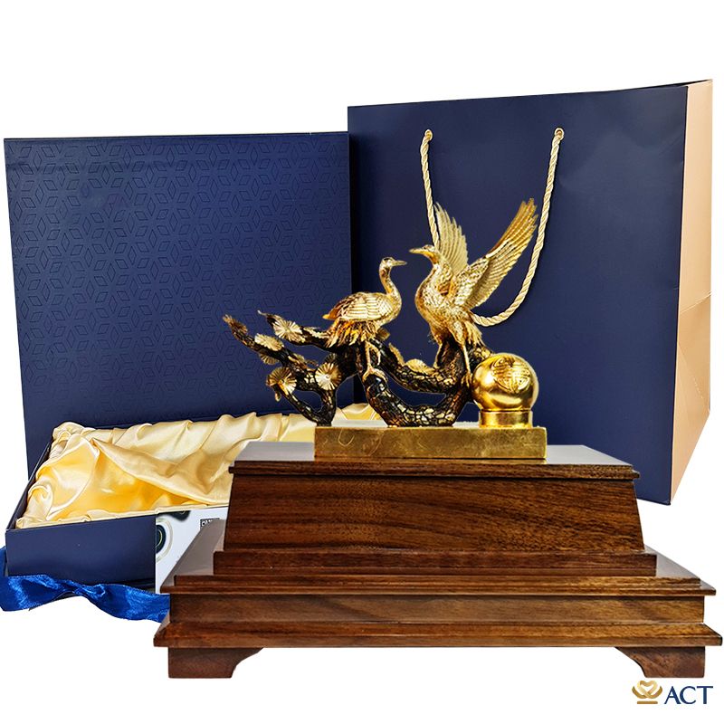 Quà tặng Chim Hạc dát vàng 24k ACT GOLD ISO 9001:2015(Mẫu 4)