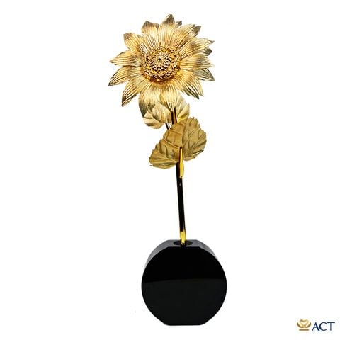 Cành Hướng Dương dát vàng 24k (Pha lê đen)