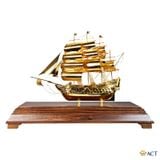 Mô Hình Thuyền Buồm Mạ Vàng 24K – Thân Tàu Chạm Khắc Tinh Xảo