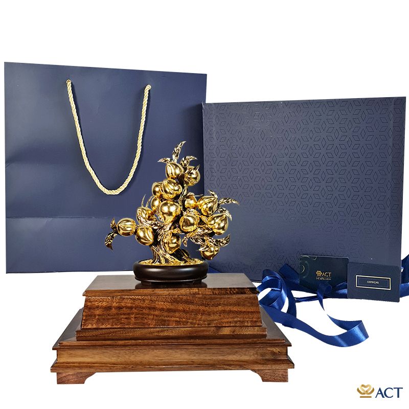 Quà tặng Đào trường thọ dát vàng 24k ACT GOLD ISO 9001:2015