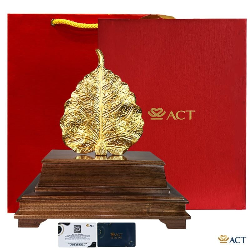 Tượng lá bồ đề dát vàng 24k ACT GOLD ISO 9001:2015