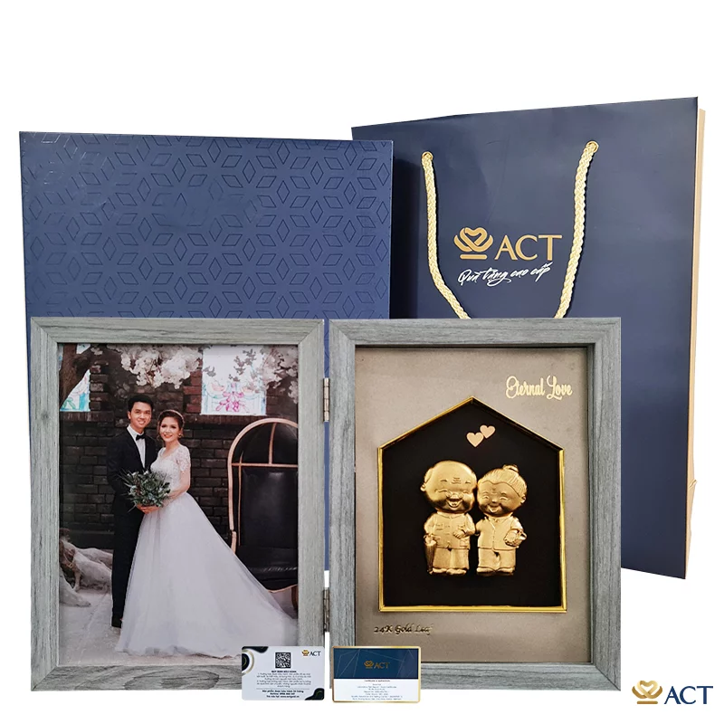 Quà tặng Khung Ảnh Ông Bà dát vàng 24k ACT GOLD ISO 9001:2015(Mẫu 1)