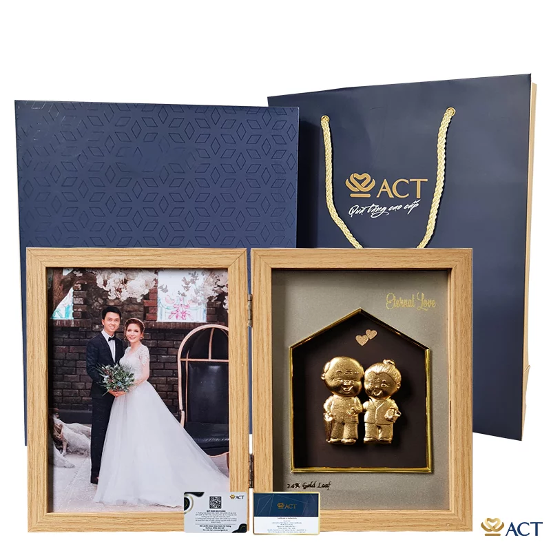 Quà tặng Khung Ảnh Ông Bà dát vàng 24k ACT GOLD ISO 9001:2015(Mẫu 2)