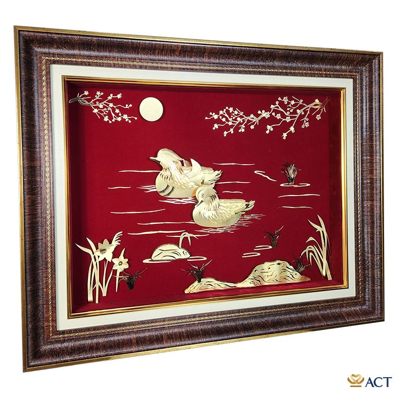 Tranh Đôi Vịt Uyên Ương dát vàng 24k