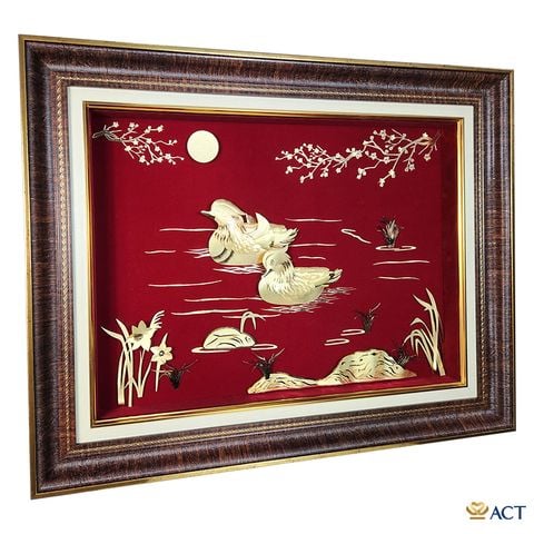 Tranh Đôi Vịt Uyên Ương dát vàng 24k