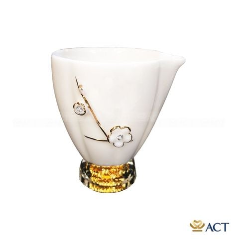 Bộ trà cao cấp pha lê Swarovski – sứ đúc vàng (loe) dát vàng 24k