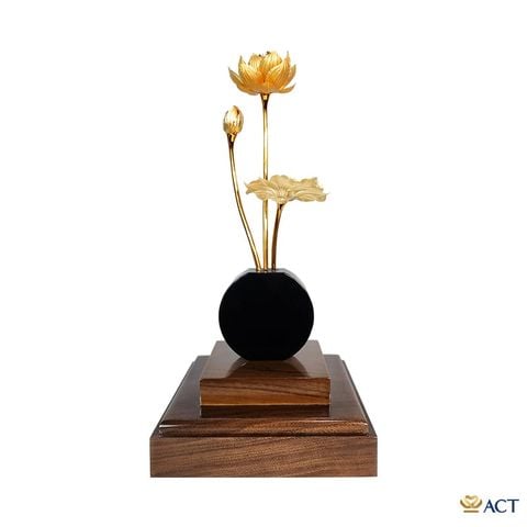 Chậu Sen 3 Cành dát vàng 24k