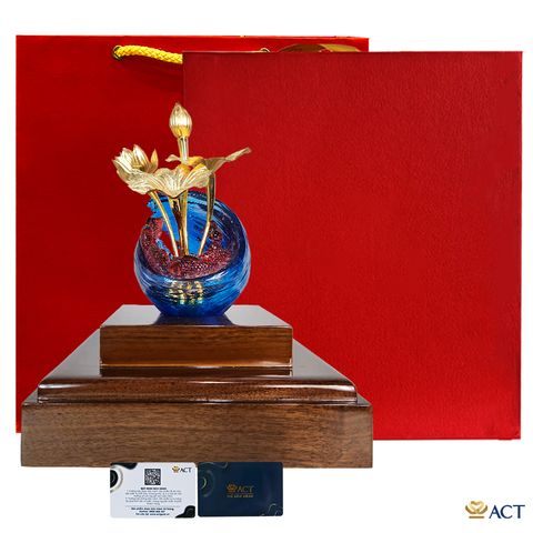 Chậu Sen 4 Cành Dát Vàng 24k